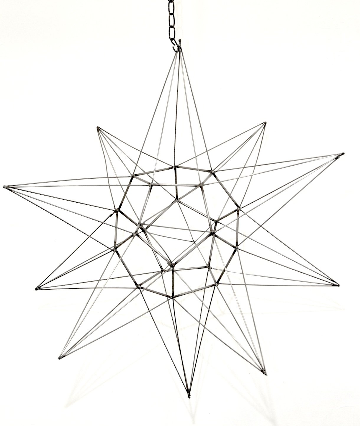 Large Long Stellated Dodecahedron, welded steel sculpture by Marina Claire