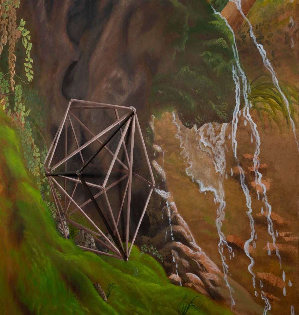 Cascades of Arete &mdash; Oil and steel on canvas &mdash; 60&rdquo; x 48&rdquo; x 5 &frac12;&rdquo;