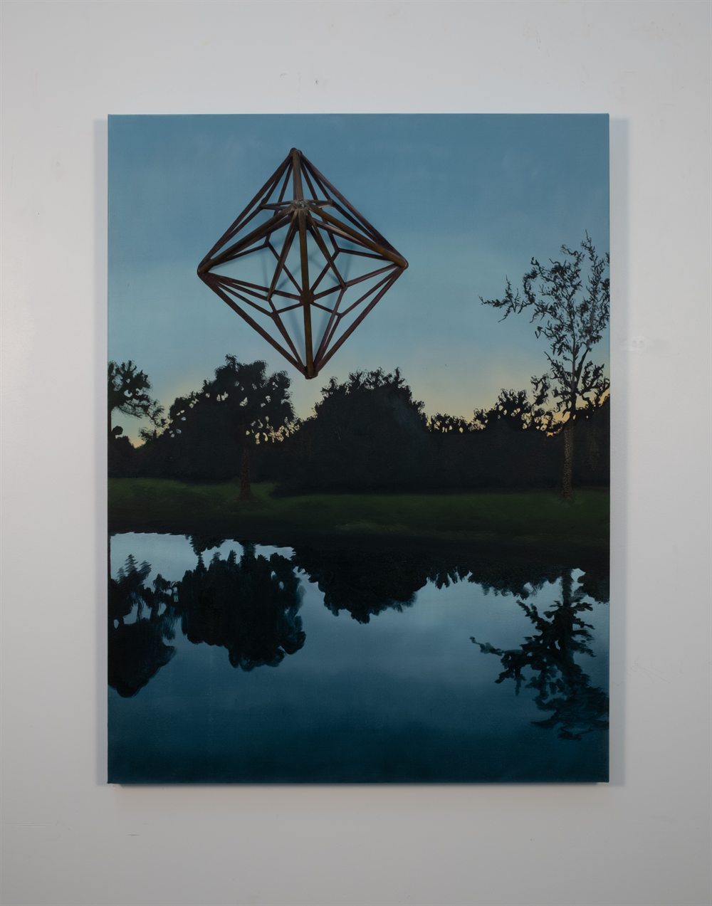 Dark Mirror Reverie &mdash; Oil and steel on canvas &mdash; 30&rdquo; x 40&rdquo; x 7 &frac12;&rdquo;