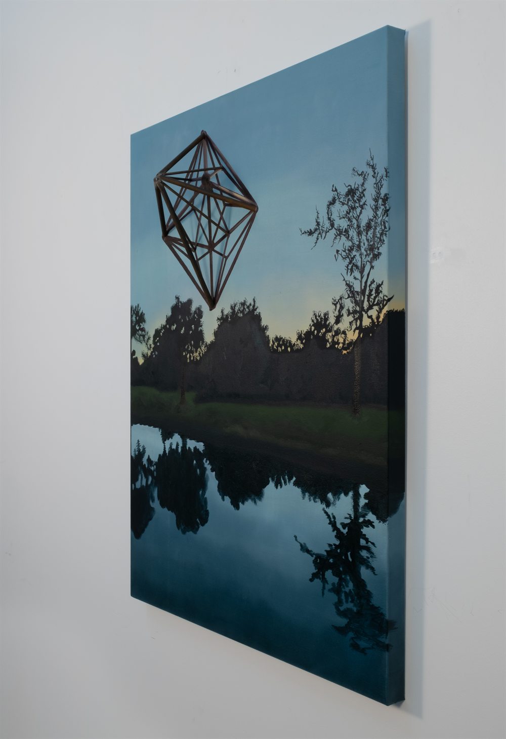 Dark Mirror Reverie &mdash; Oil and steel on canvas &mdash; 30&rdquo; x 40&rdquo; x 7 &frac12;&rdquo;