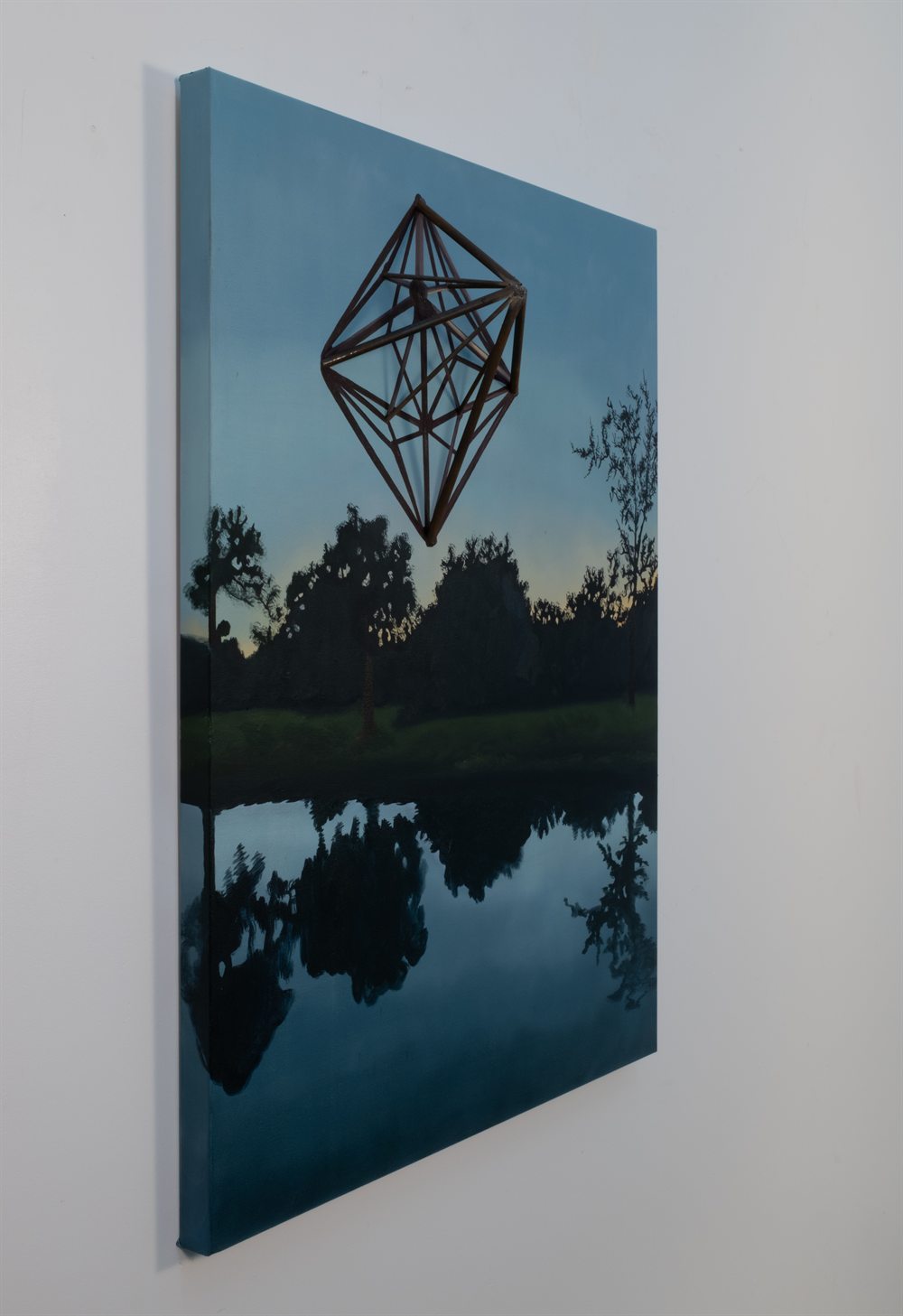 Dark Mirror Reverie &mdash; Oil and steel on canvas &mdash; 30&rdquo; x 40&rdquo; x 7 &frac12;&rdquo;