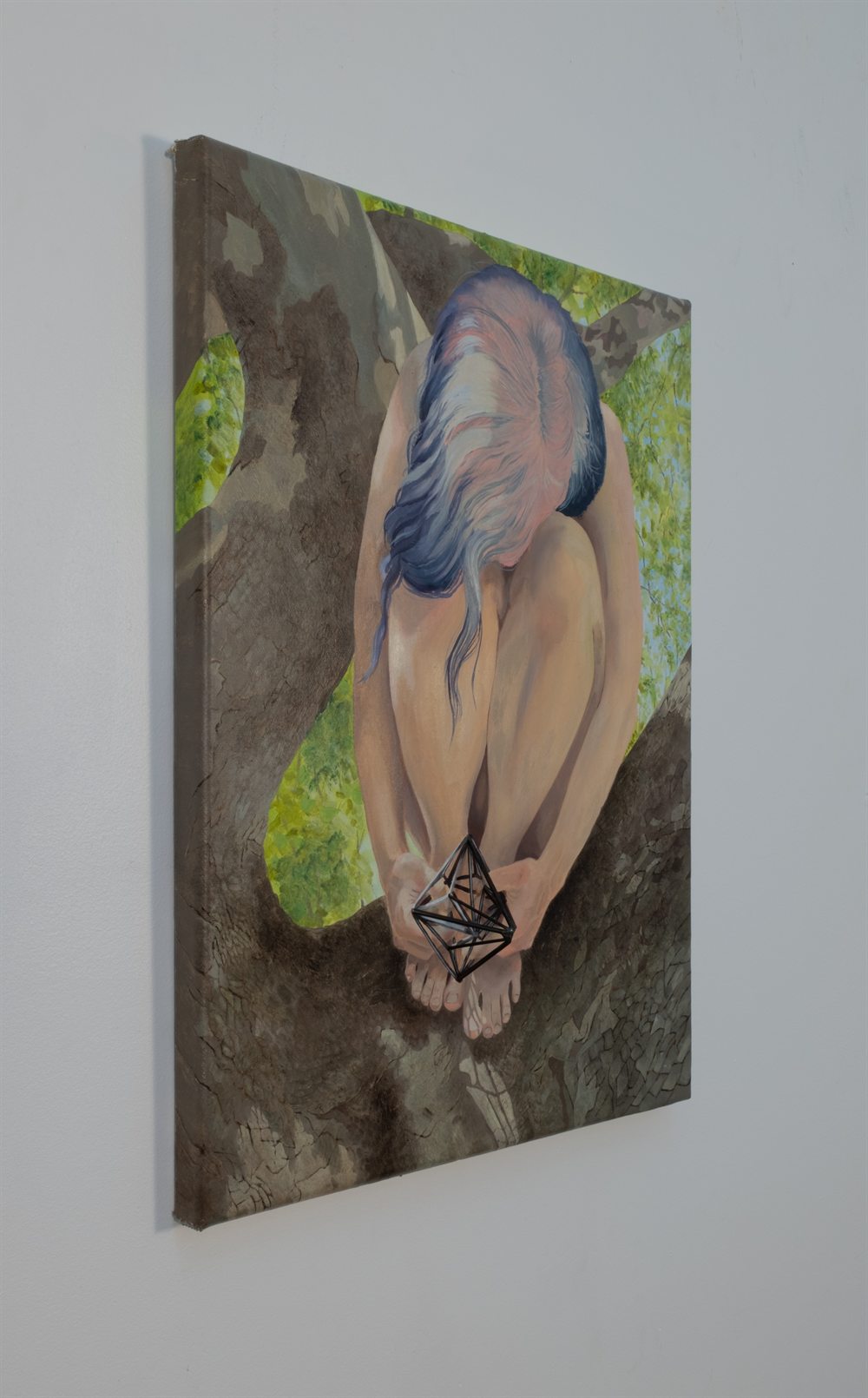 Fetal Sycamore &mdash; Oil and steel on canvas &mdash; 18&rdquo; x 14&rdquo; x 2&rdquo;