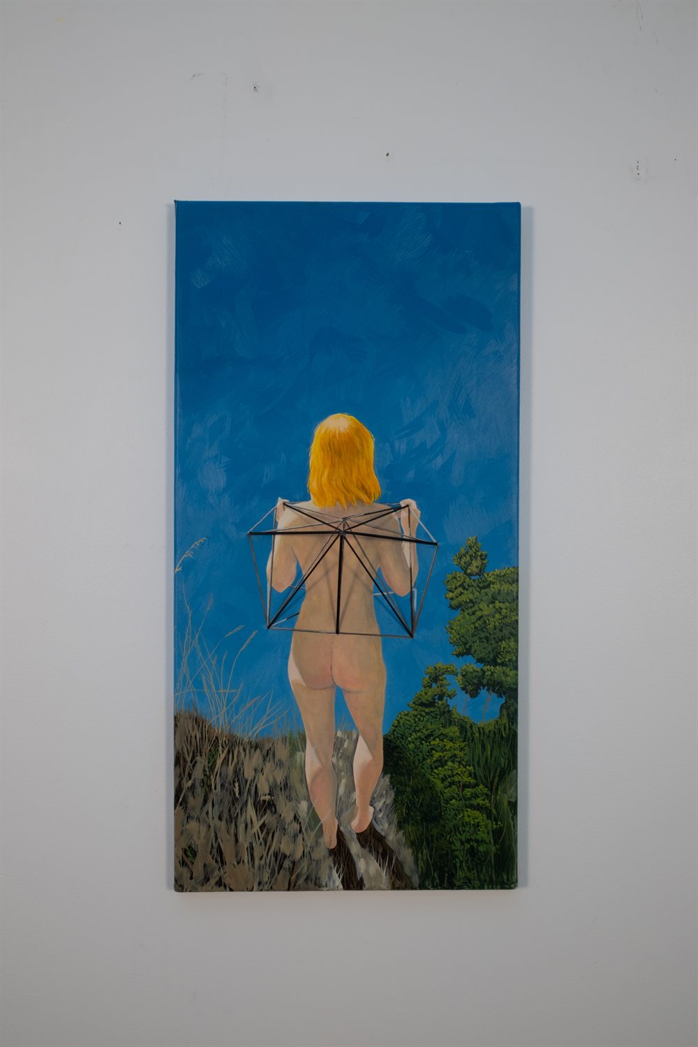 Precipice Ascension &mdash; Oil and steel on canvas &mdash; 24&rdquo; x 12&rdquo; x 2 &frac14;&rdquo;