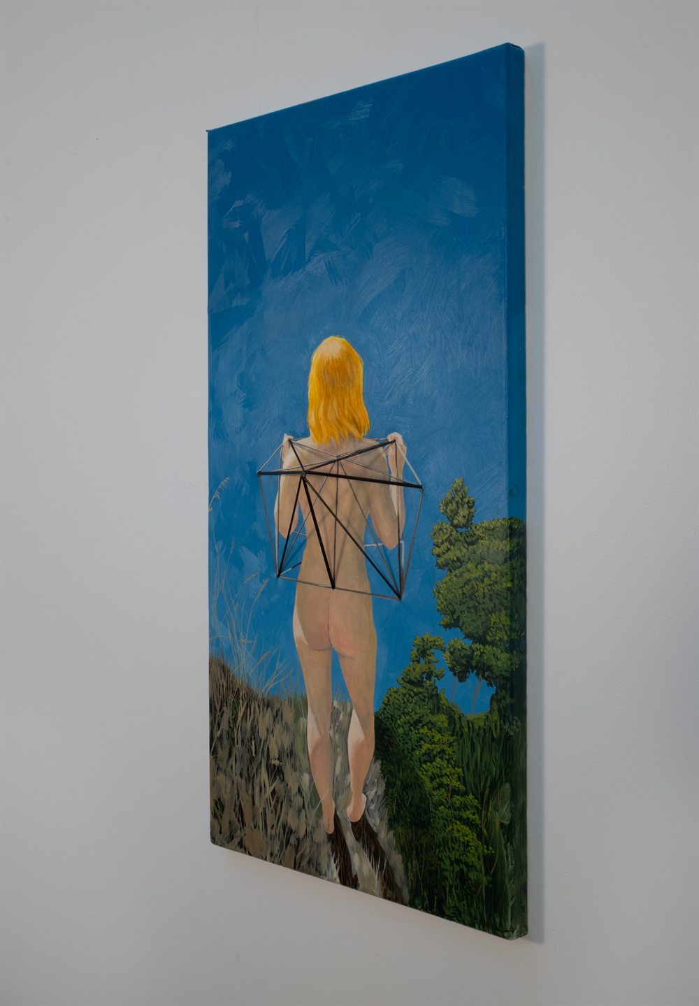 Precipice Ascension &mdash; Oil and steel on canvas &mdash; 24&rdquo; x 12&rdquo; x 2 &frac14;&rdquo;