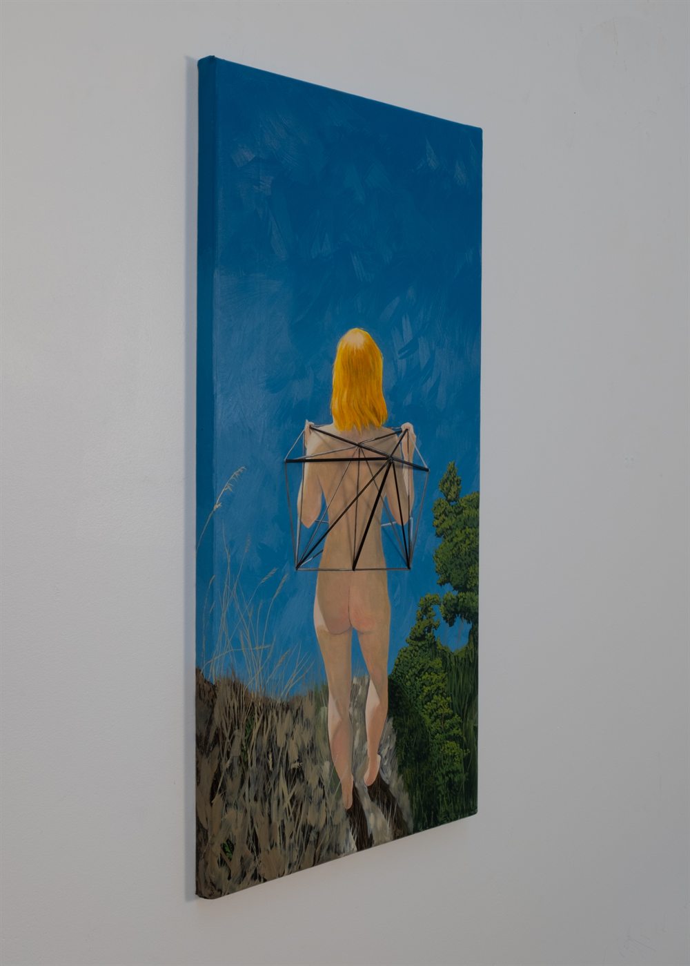 Precipice Ascension &mdash; Oil and steel on canvas &mdash; 24&rdquo; x 12&rdquo; x 2 &frac14;&rdquo;