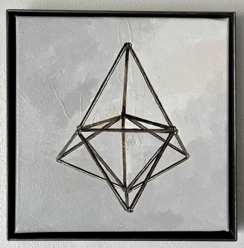 Flat Space No. 02— Oil on canvas, mild steel frame — 10 ½” x 10 ½” x 1”